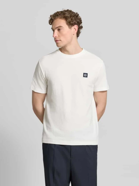 Zdjęcie produktu t-shirt z naszywką z logo i okrągłym dekoltem Lerros Złamany biały