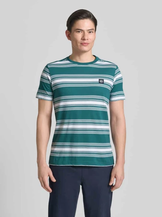 Zdjęcie produktu t-shirt z naszywką z logo i okrągłym dekoltem Lerros Zielony