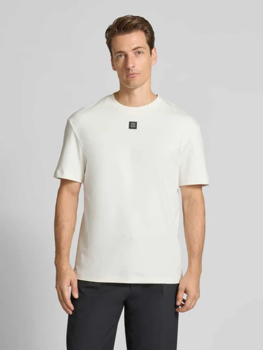 Zdjęcie produktu T-shirt o kroju regular fit z czystej bawełny model ‘DALILE’ Hugo Biały