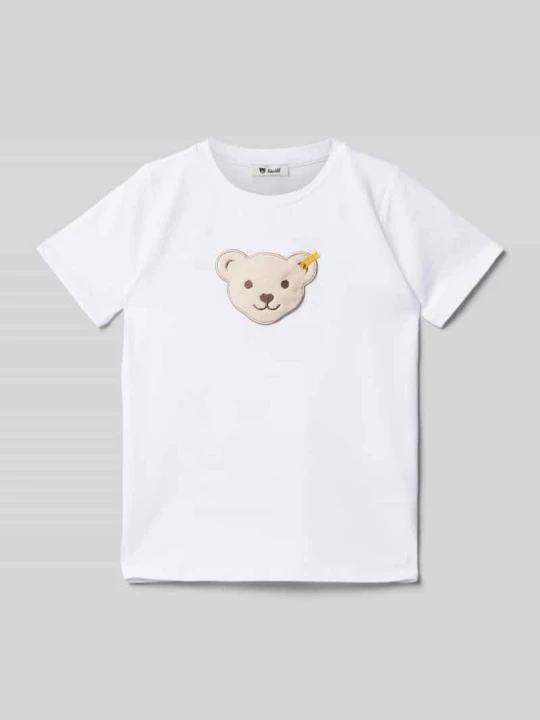 Zdjęcie produktu T-shirt z naszywką z logo Steiff Biały