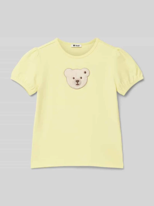 Zdjęcie produktu T-shirt z naszywką z motywem Steiff Żółty