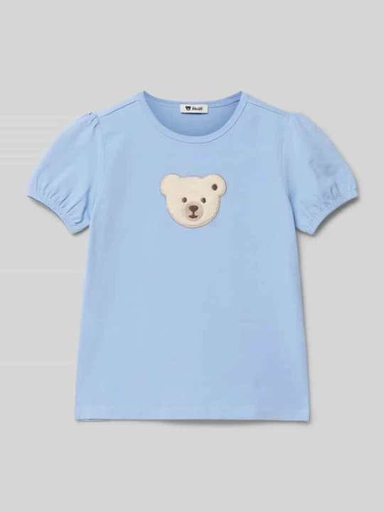 Zdjęcie produktu T-shirt z naszywką z motywem Steiff Błękitny