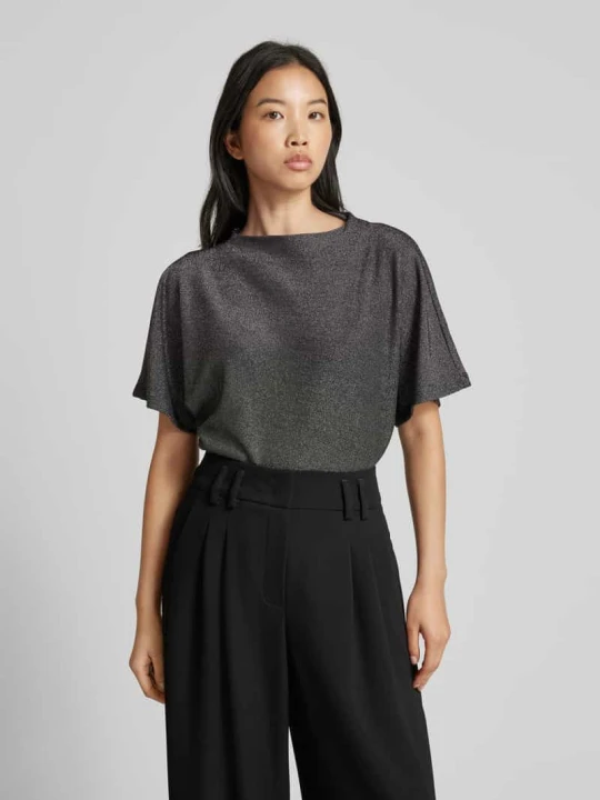 Zdjęcie produktu T-shirt z o kroju regular fit z błyszczącą przędzą Tom Tailor Czarny