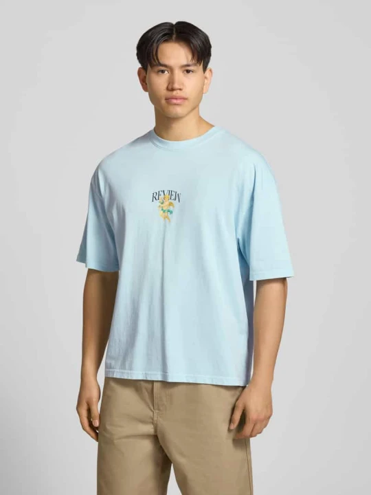 Zdjęcie produktu t-shirt z obniżoną linią ramion REVIEW Jasnoniebieski