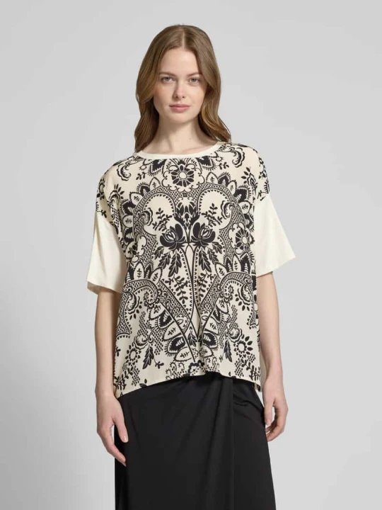 Zdjęcie produktu T-shirt z obniżonymi ramionami model ‘PAMPAS’ Weekend Max Mara Biały