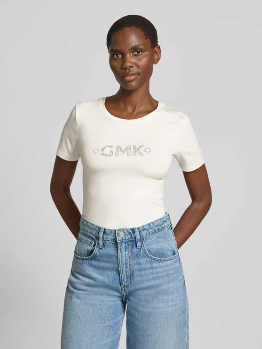 Zdjęcie produktu t-shirt z obszyciem ozdobnymi kamieniami model 'Shelly' Guido Maria Kretschmer Biały