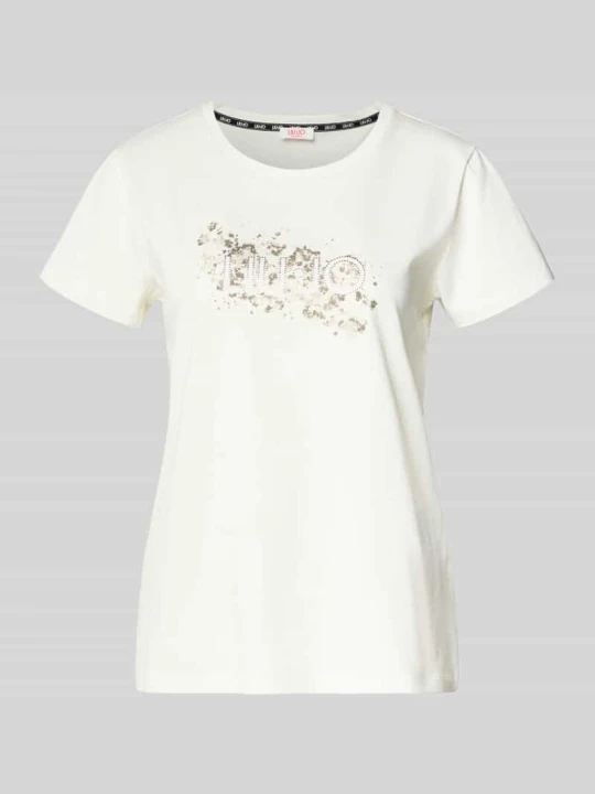 Zdjęcie produktu T-shirt z obszyciem z kamieni stras Liu Jo Biały