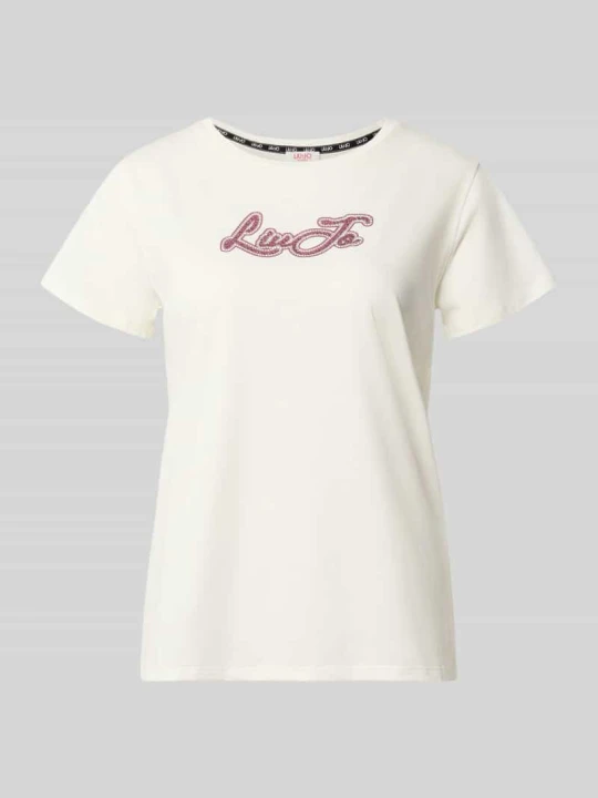Zdjęcie produktu T-shirt z obszyciem z kamieni stras Liu Jo Biały