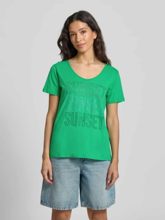 Zdjęcie produktu T-shirt z obszyciem z kamieni stras milano italy Zielony