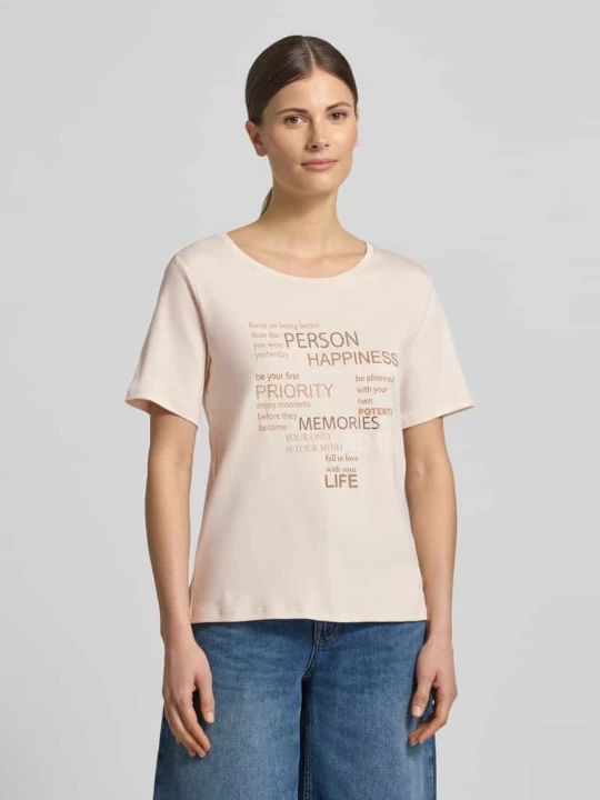 Zdjęcie produktu T-shirt z obszyciem z kamieni stras Monari Złamany biały