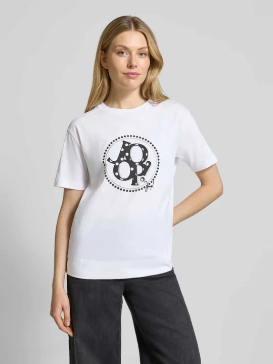 Zdjęcie produktu T-shirt z obszyciem z ozdobnych kamieni model ‘Tammi’ JOOP! Biały