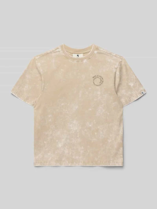 Zdjęcie produktu t-shirt z okrągłym dekoltem i detalem z logo Garcia Piaskowy