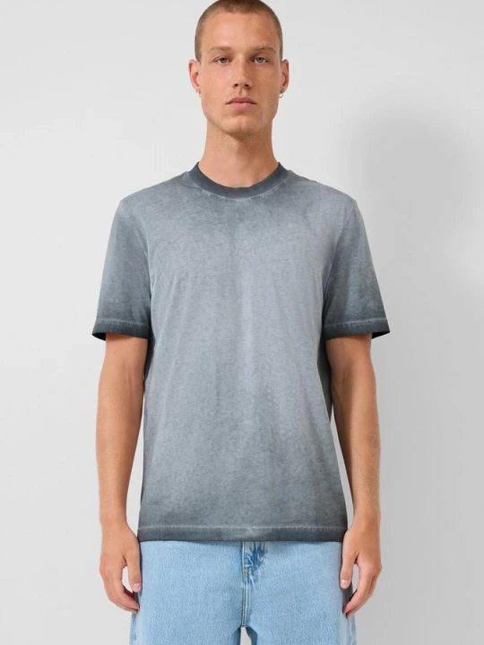 Zdjęcie produktu T-shirt z okrągłym dekoltem i efektem sprania o luźnym kroju QS szary