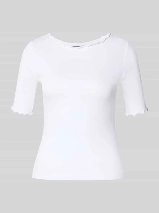 Zdjęcie produktu t-shirt z okrągłym dekoltem i falistym wykończeniem Zero Złamany biały