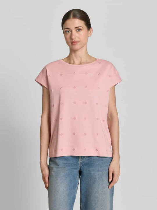 Zdjęcie produktu t-shirt z okrągłym dekoltem i haftami Christian Berg Brudnoróżowy