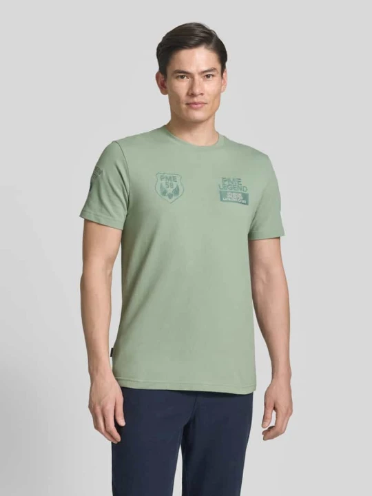 Zdjęcie produktu t-shirt z okrągłym dekoltem i haftami PME Legend Jasnozielony