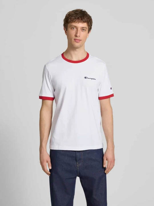 Zdjęcie produktu t-shirt z okrągłym dekoltem i haftami z logo Champion Biały