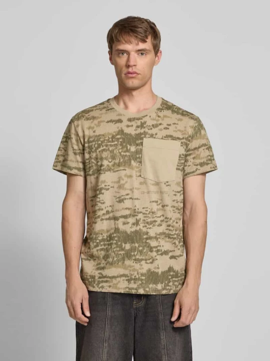Zdjęcie produktu T-shirt z okrągłym dekoltem i kieszenią na piersi G-Star Raw Beżowy