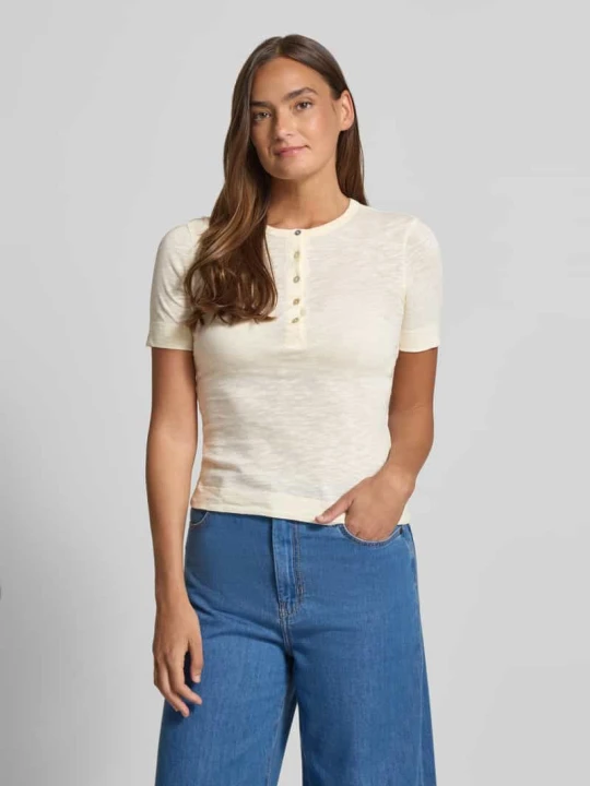 Zdjęcie produktu t-shirt z okrągłym dekoltem i listwą guzikową Jake*s Beżowy