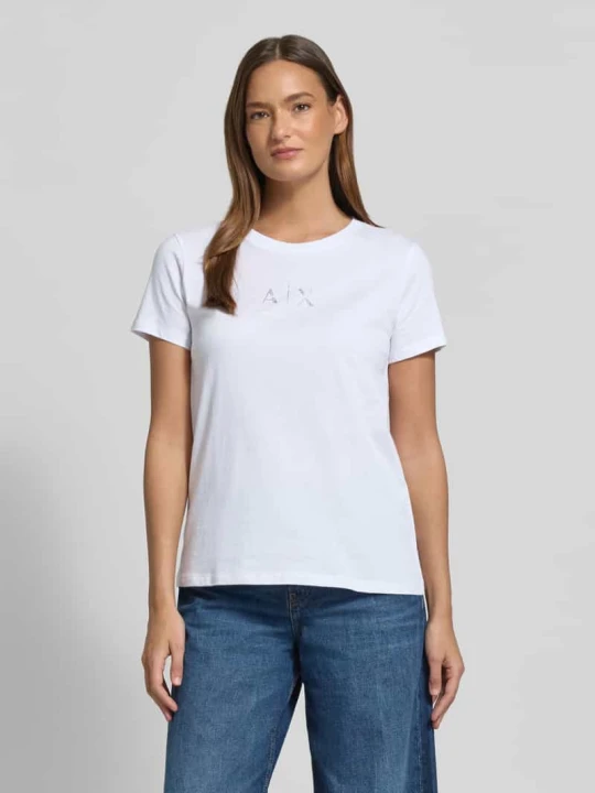Zdjęcie produktu T-shirt z okrągłym dekoltem i logo Armani Exchange Biały