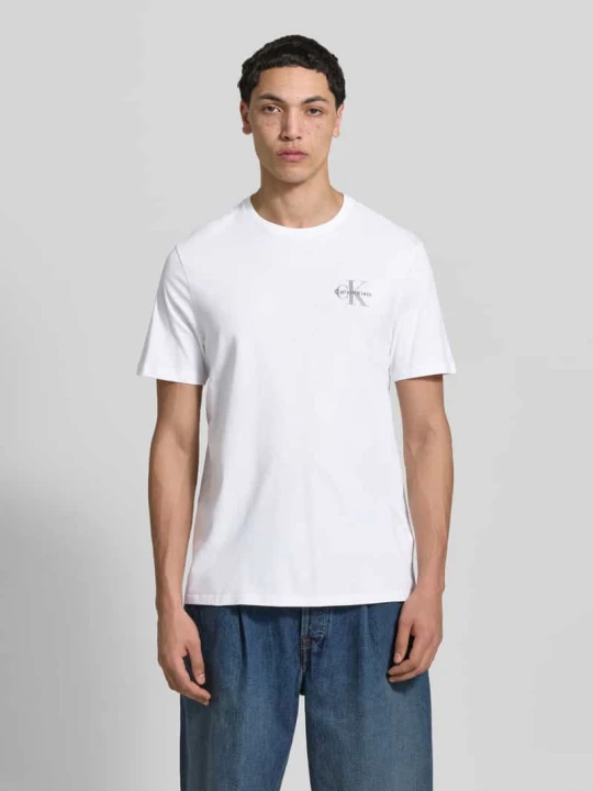 Zdjęcie produktu T-shirt z okrągłym dekoltem i logo Calvin Klein Jeans Biały