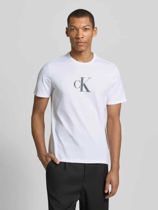 Zdjęcie produktu T-shirt z okrągłym dekoltem i logo Calvin Klein Biały
