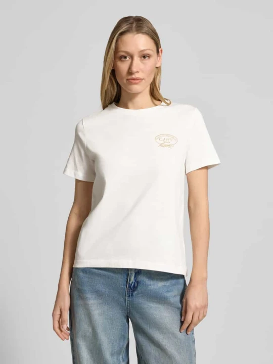 Zdjęcie produktu T-shirt z okrągłym dekoltem i logo Gant Écru