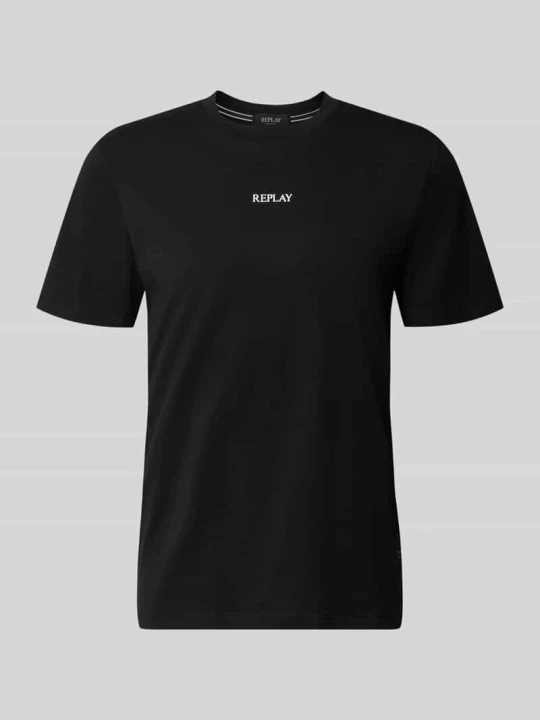 Zdjęcie produktu T-shirt z okrągłym dekoltem i logo Replay Czarny