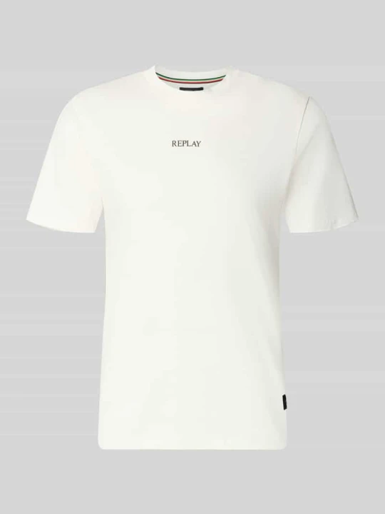 Zdjęcie produktu T-shirt z okrągłym dekoltem i logo Replay Złamany biały