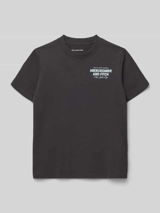 Zdjęcie produktu T-shirt z okrągłym dekoltem i nadrukami z logo labelu Abercrombie & Fitch Czarny
