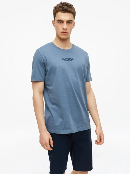 Zdjęcie produktu T-shirt z okrągłym dekoltem i nadrukiem logo s.Oliver niebieski