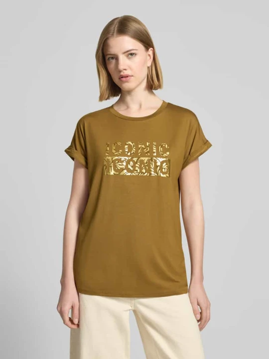 Zdjęcie produktu t-shirt z okrągłym dekoltem i nadrukiem model 'MARICA' Soyaconcept Średniobrązowy