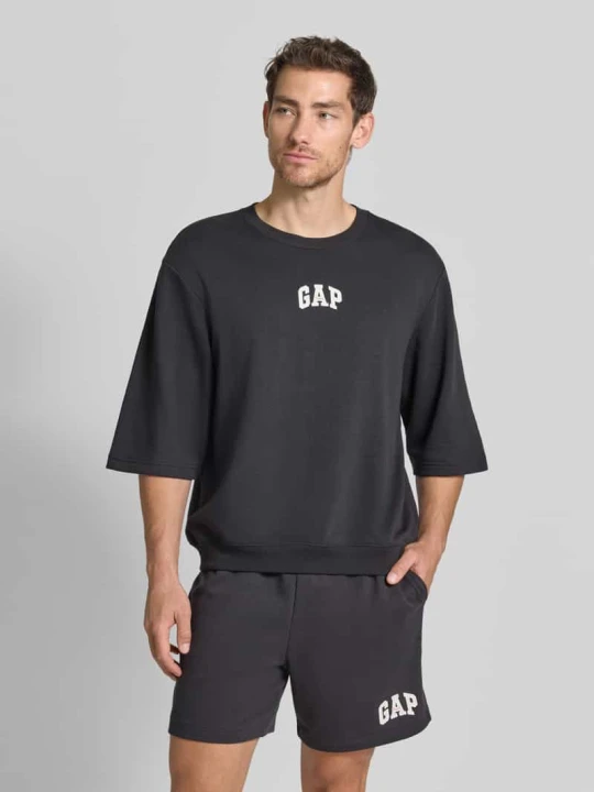 Zdjęcie produktu t-shirt z okrągłym dekoltem i nadrukiem z logo GAP Antracytowy