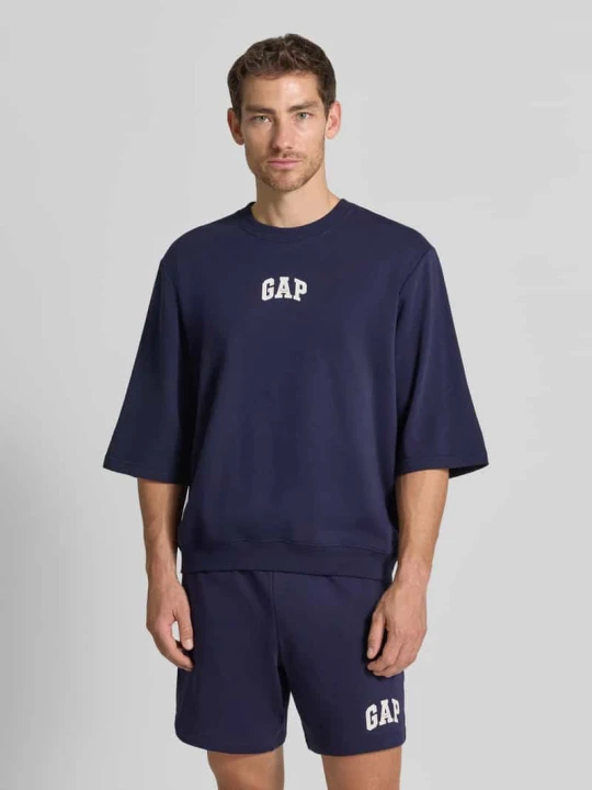 Zdjęcie produktu t-shirt z okrągłym dekoltem i nadrukiem z logo GAP Granatowy