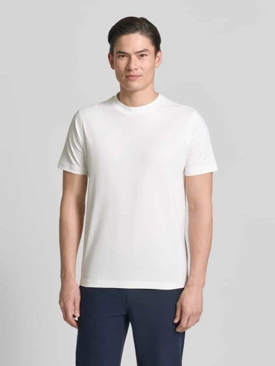 Zdjęcie produktu t-shirt z okrągłym dekoltem i nadrukiem z logo Lerros Złamany biały