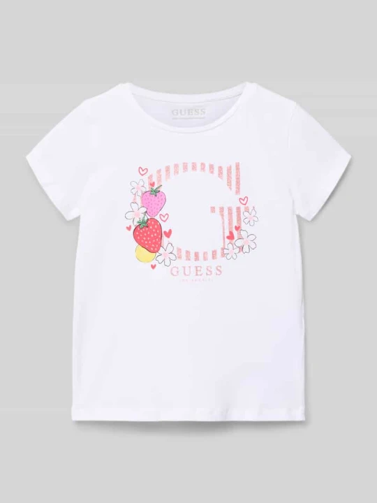 Zdjęcie produktu t-shirt z okrągłym dekoltem i nadrukiem z motywem Guess Biały