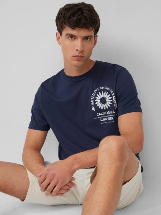 Zdjęcie produktu T-shirt z okrągłym dekoltem i nadrukiem z przodu s.Oliver niebieski