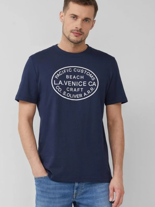 Zdjęcie produktu T-shirt z okrągłym dekoltem i nadrukiem z przodu s.Oliver niebieski