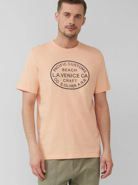 Zdjęcie produktu T-shirt z okrągłym dekoltem i nadrukiem z przodu s.Oliver pomarańczowy