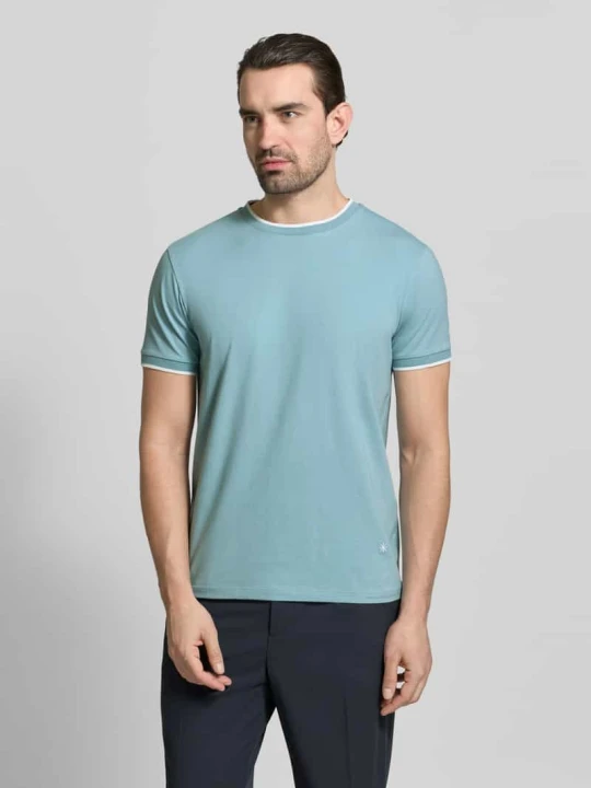 Zdjęcie produktu T-shirt z okrągłym dekoltem i paskami w kontrastowym kolorze Manuel Ritz