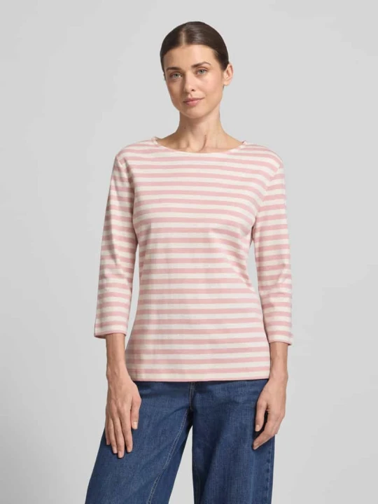 Zdjęcie produktu t-shirt z okrągłym dekoltem i rękawem o dł. 3/4 Oui Różowy
