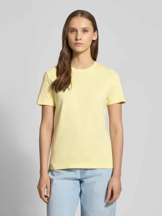 Zdjęcie produktu T-shirt z okrągłym dekoltem i wyhaftowanym logo Calvin Klein Jeans Jasnożółty
