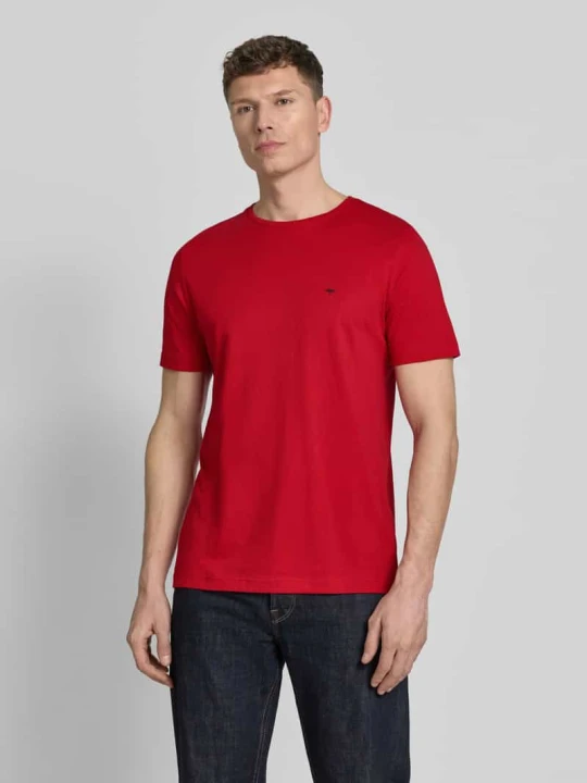 Zdjęcie produktu t-shirt z okrągłym dekoltem i wyhaftowanym logo FYNCH-HATTON Czerwony