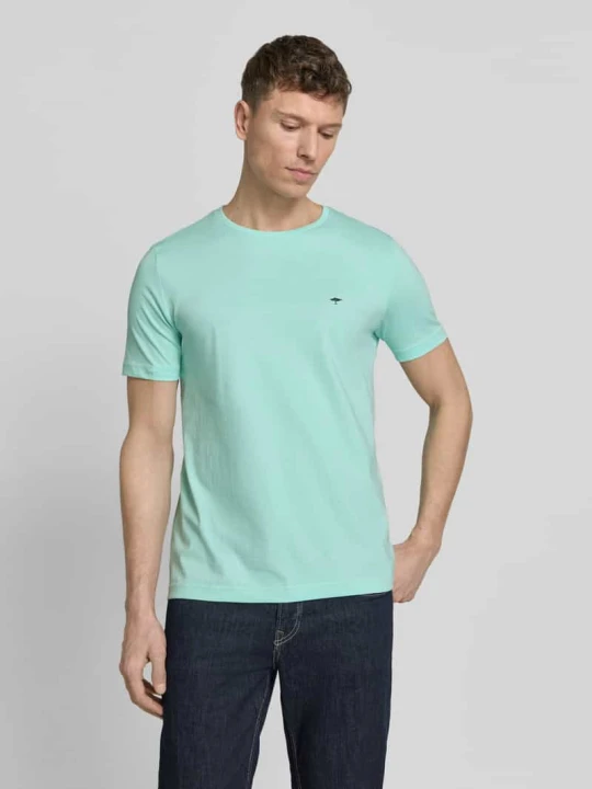 Zdjęcie produktu t-shirt z okrągłym dekoltem i wyhaftowanym logo FYNCH-HATTON Miętowy
