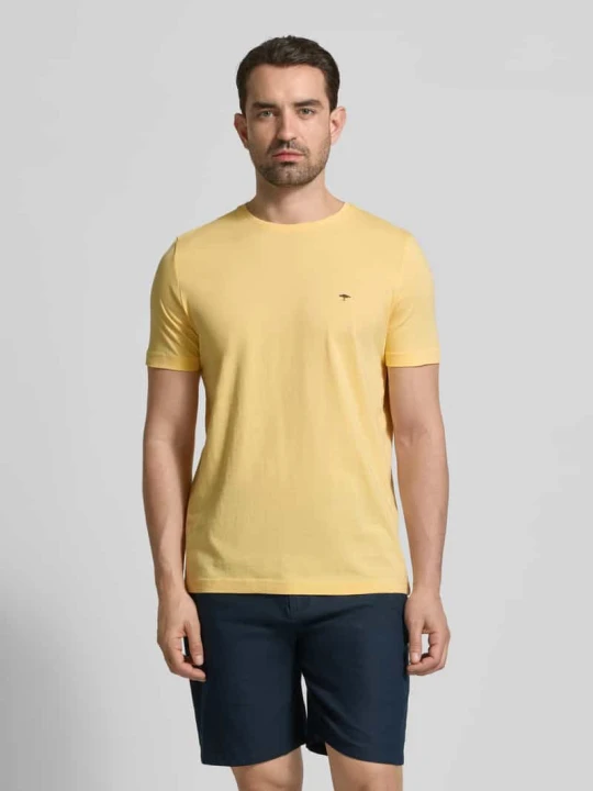 Zdjęcie produktu t-shirt z okrągłym dekoltem i wyhaftowanym logo FYNCH-HATTON Żółty