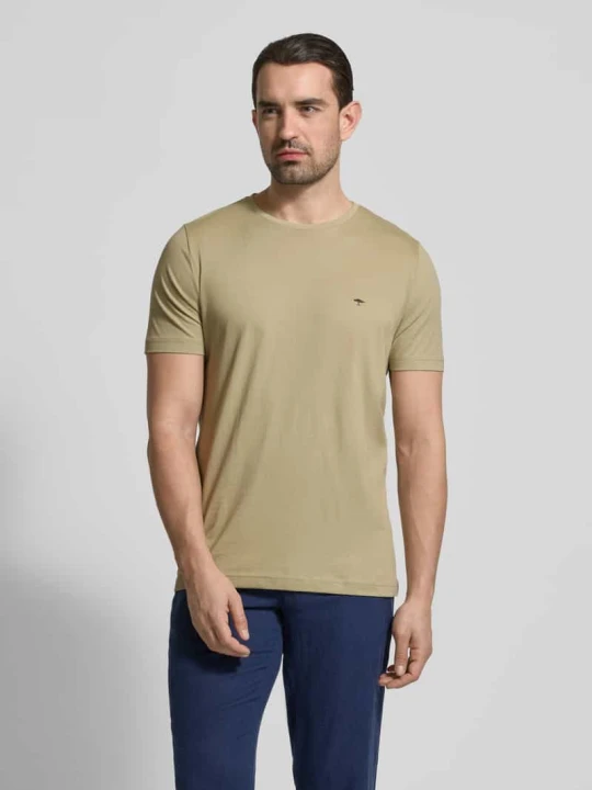 Zdjęcie produktu t-shirt z okrągłym dekoltem i wyhaftowanym logo FYNCH-HATTON Jasnozielony