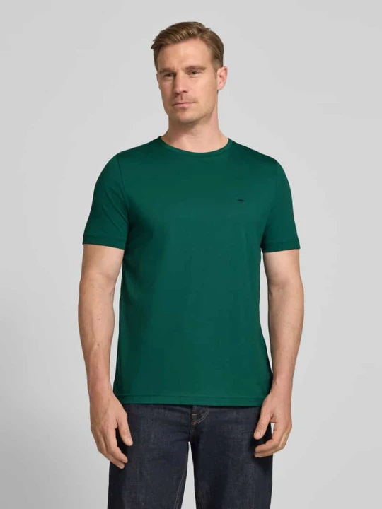 Zdjęcie produktu t-shirt z okrągłym dekoltem i wyhaftowanym logo FYNCH-HATTON Ciemnozielony