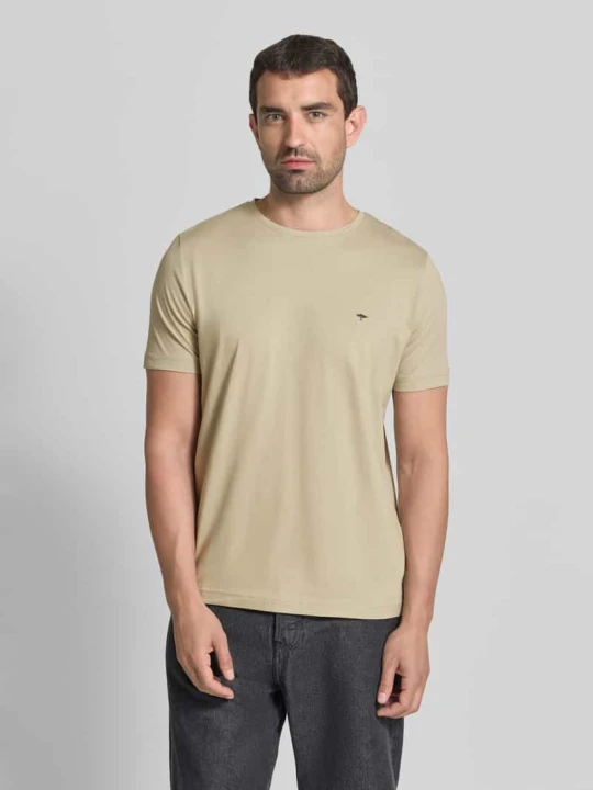 Zdjęcie produktu t-shirt z okrągłym dekoltem i wyhaftowanym logo FYNCH-HATTON Beżowy