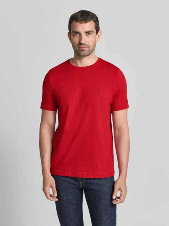 Zdjęcie produktu t-shirt z okrągłym dekoltem i wyhaftowanym logo FYNCH-HATTON Czerwony