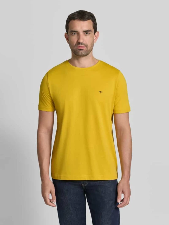 Zdjęcie produktu t-shirt z okrągłym dekoltem i wyhaftowanym logo FYNCH-HATTON Żółty